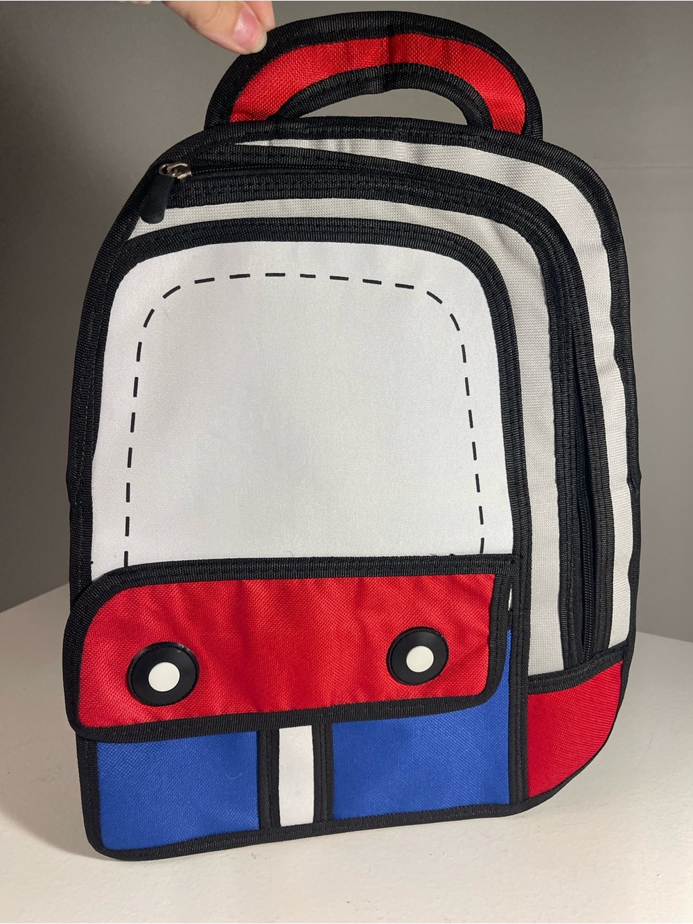 JumpFromPaper 2D Cartoon Adventure Backpack Red Blue Anime Pop Art Cosplay Bag